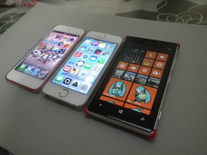 iPodtouch,iphone5Sと並べてみました
